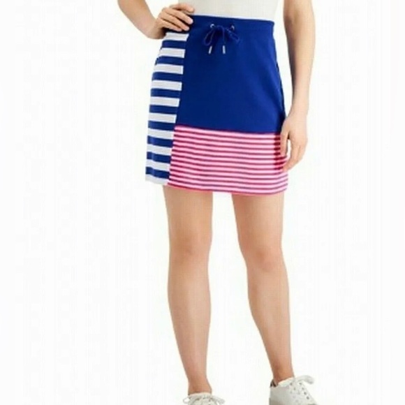 Tommy Hilfiger Sport - Women's Striped Colorblock Mini Skirt - Blue - Size XL - Picture 1 of 6